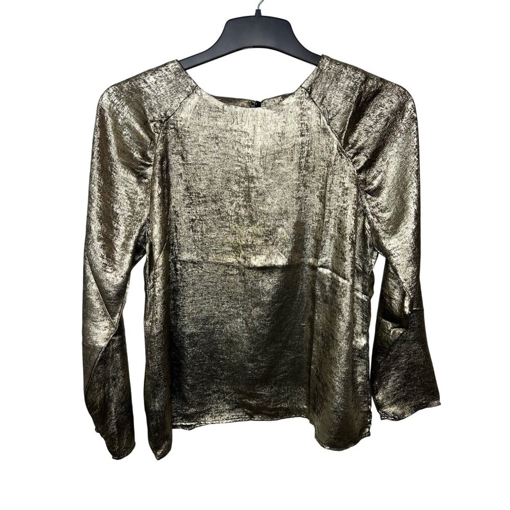 Hazel Metallic Long Sleeve Blouse M